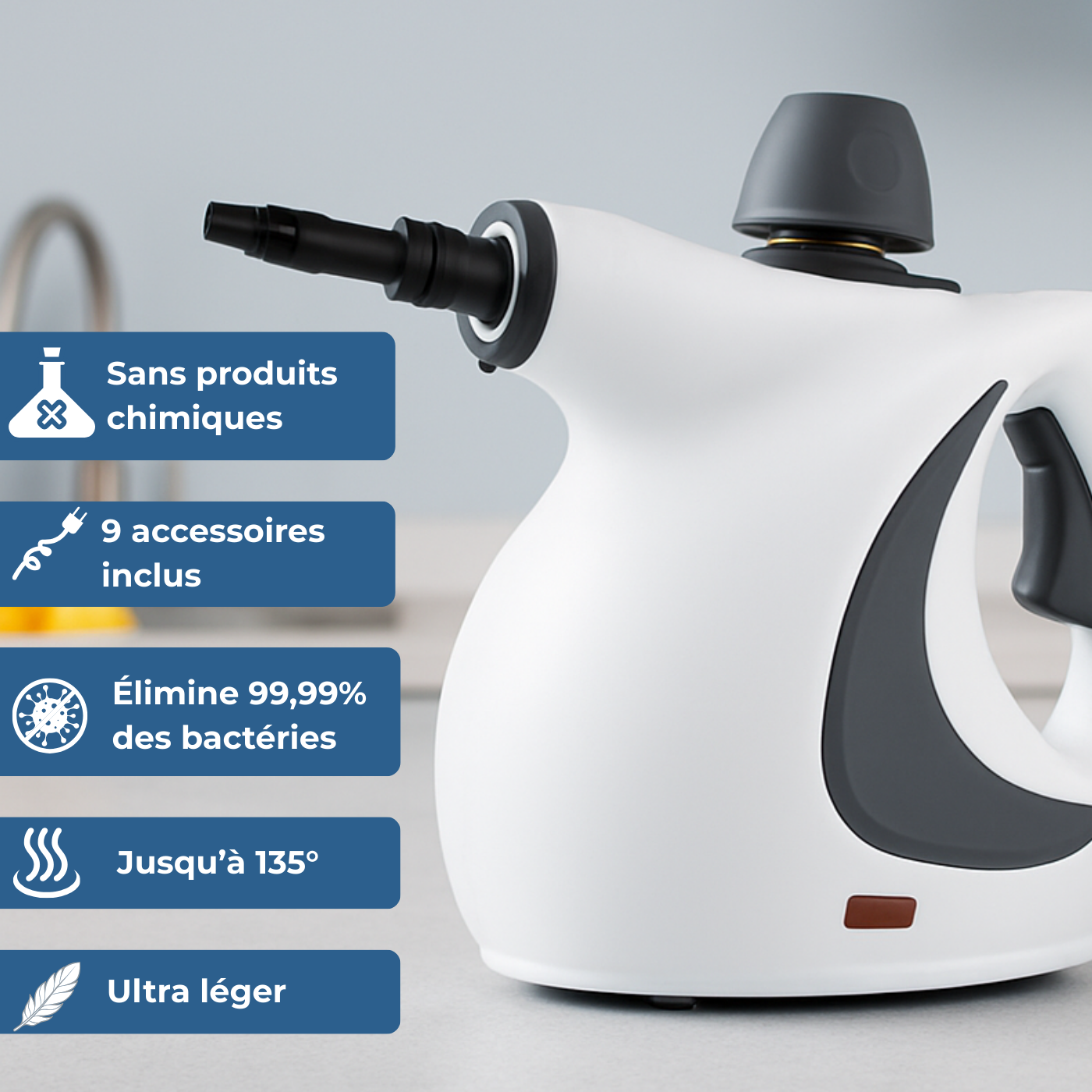 Nettoyeur Vapeur Multifonction Premium | Pack Complet 9 Accessoires | 135°C Haute Température
