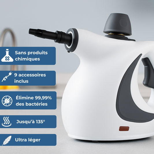 Nettoyeur Vapeur Multifonction Premium | Pack Complet 9 Accessoires | 135°C Haute Température